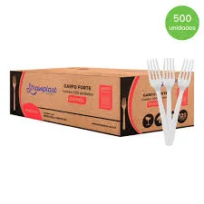 Garfo Descartável Refeição Branca 500 Unidades – Strawplast
