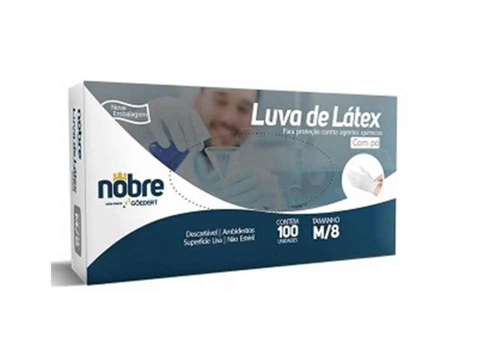 Luva de Latex com Pó 100 Luvas Tamanho M – Nobre
